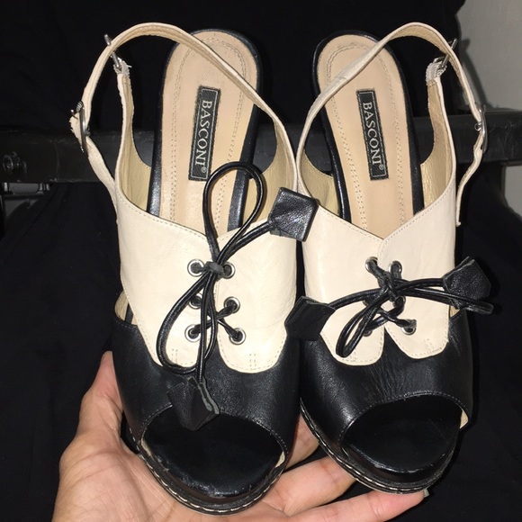 Basconi vintage tuxedo peep toe slingback - Picture 7 of 8